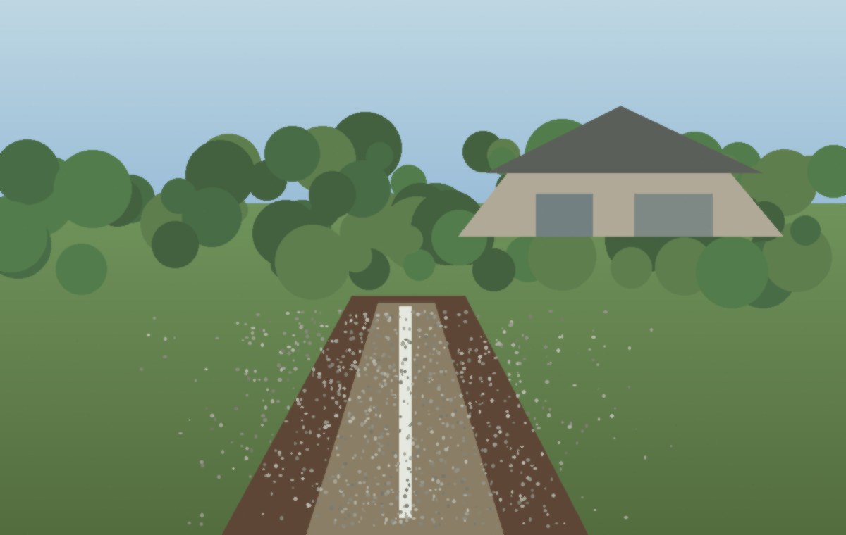 Measuring Murfreesboro drainage path before French drain installation